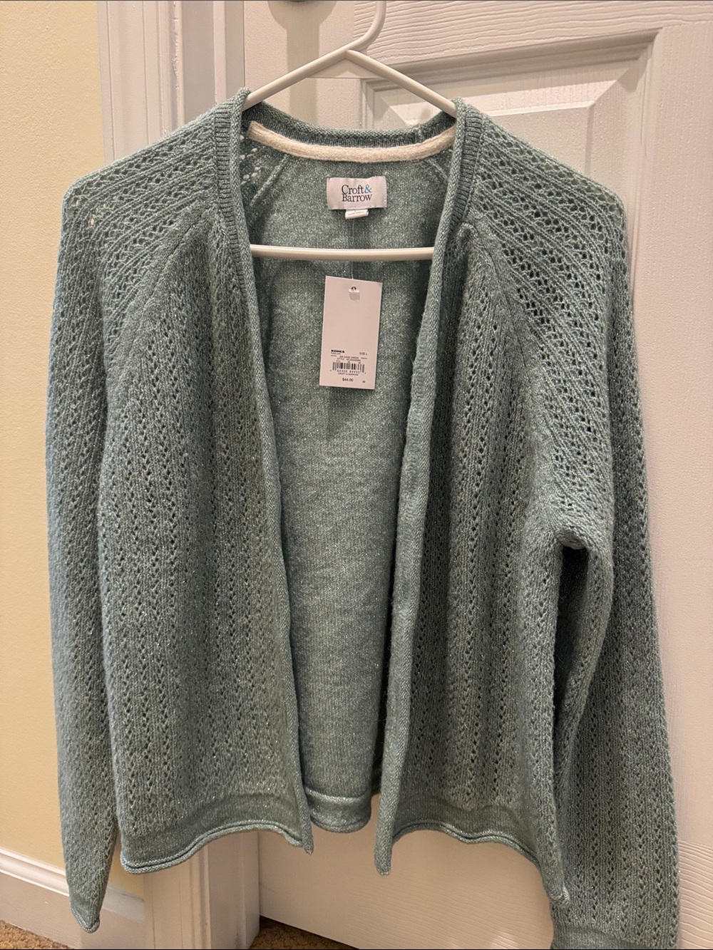 croft & barrow sage open-front knit cardigan